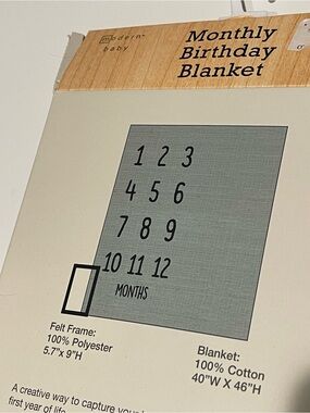 Modern baby Monthly Birthday milestone Blanket  - 100% Cotton